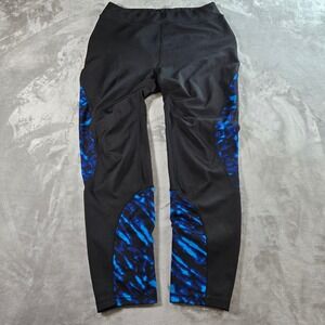Popfit‎ Black Blue Tie Dye Athletic Leggings Pants Women's XL Pockets